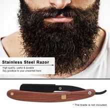 Бритва из нержавеющей стали, бритва для бритья с прямым краем, складная бритва для парикмахерской, деревянная ручка для бровей, бритва для бороды, инструмент для бритья