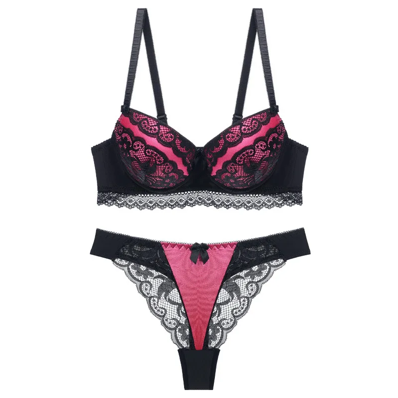 

Sexy Lace Bra Briefs Set G String Push Up Bra For Women B C Cup Lingerie Set Brassiere Panties For Women Female Intimates