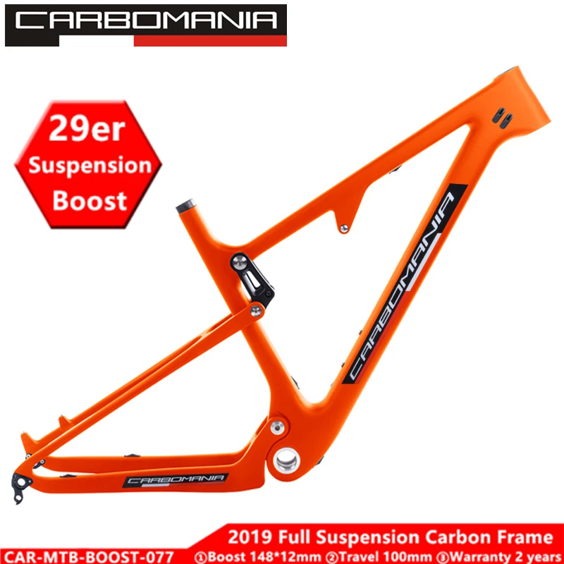2019 CARBOMANIA MTB Suspension Bike Frame 29er Boost 148mm or 142mm Rear Spacing T800 Full Carbon Fiber Suspension Bicycle Frame
2019 CARBOMANIA MTB Suspension Bike Frame 29er Boost 148mm or 142mm Rear Spacing T800 Full Carbon Fiber Suspension Bicycle Frame