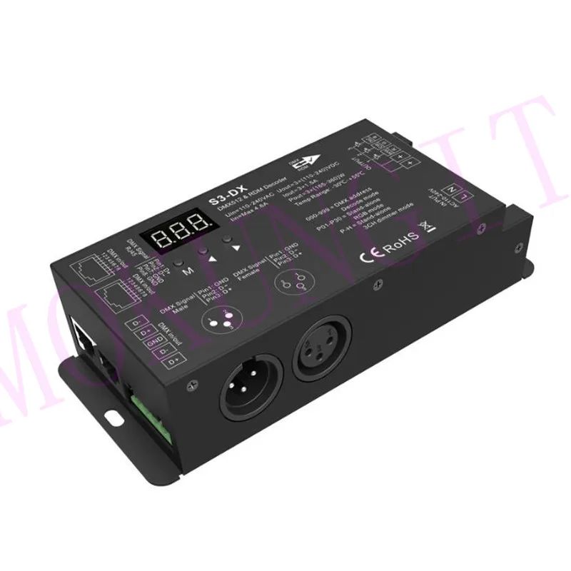 3CH * 1.5A 110-240VAC RF2.4GHz декодер DMX S3-DX Одноцветный двойной белый RGB светодиодная