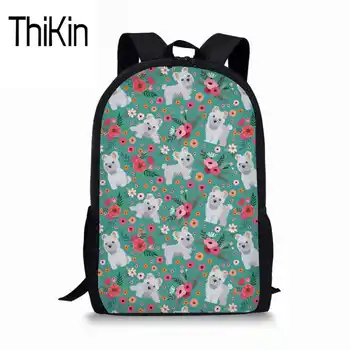 

THIKIN Schoolbag For Women Maltese Florals Cute Printing School Bag Backpacks Girls Boys Primary School Satchel High Quality New