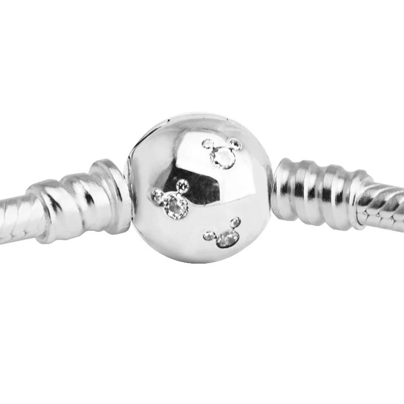

Bracelet 100% 925 Sterling Silver Round Mickey Clasp Snake Bracelet for Women Gift silver 925 jewelry free shipping SLB021