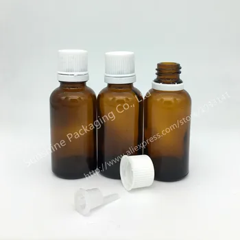 

Free Shipping 500pcs 30ml Amber Empty Glass Bottles Mini Small Essential Oil Vials Inner Plug With Hole Liquid Packaging Bottles