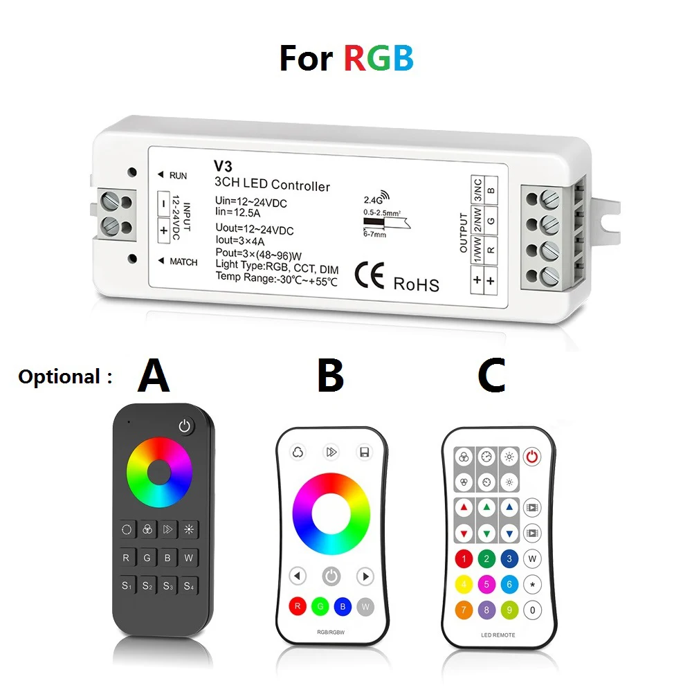 Радиочастотный пульт дистанционного управления 12 В 24 2 4 ГГц RGB RGBW|Контролеры RGB| |