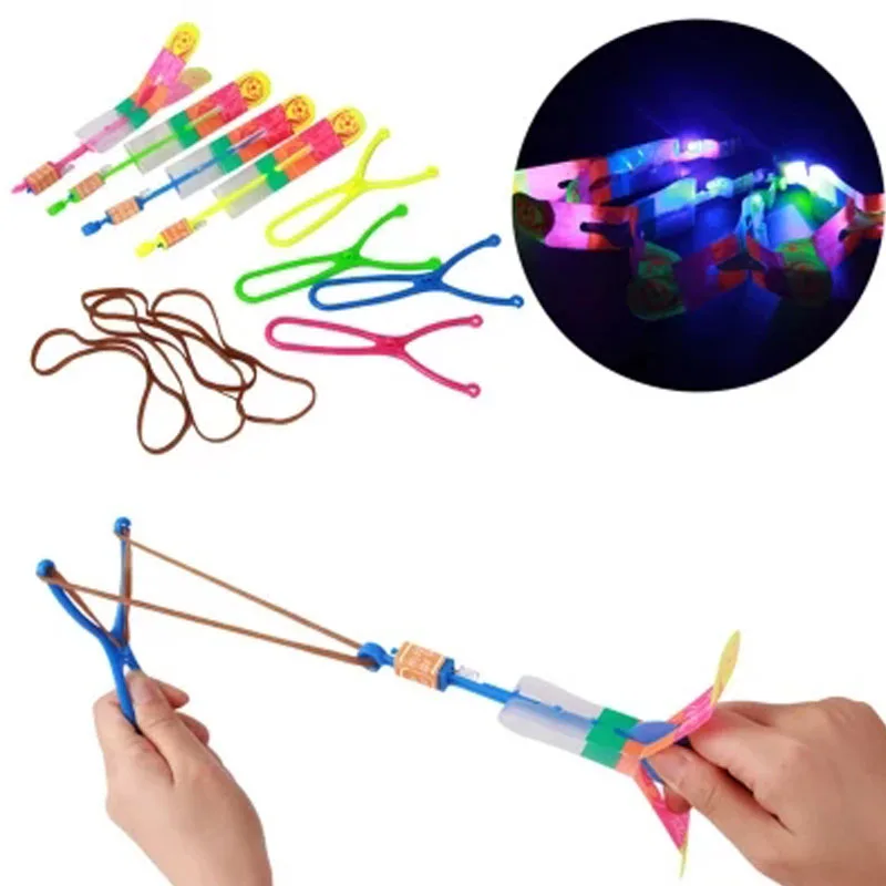 Amazing LED Light Arrow Rocket Helicopter Rotating Flying Toys Party