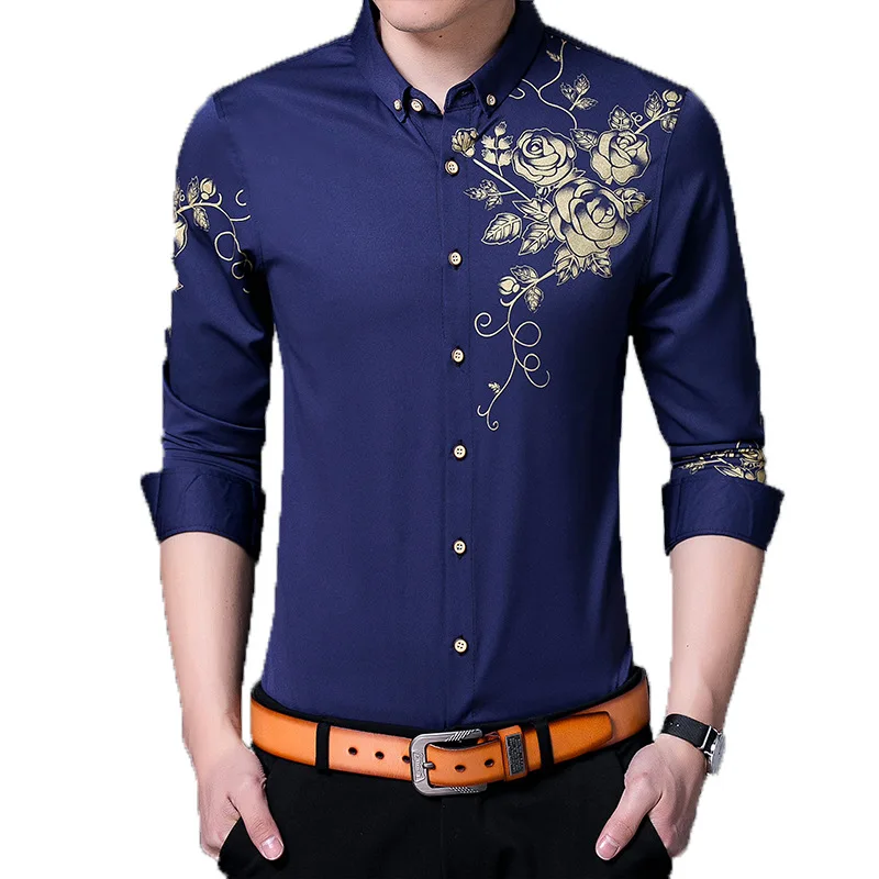 2019 Новое поступление мужские рубашки Slim Fit с длинным рукавом мужская рубашка