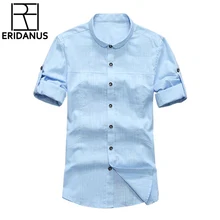 Льняная летняя шляпа Для мужчин рубашка короткий рукав платье в деловом стиле мужские рубашки формальные мужские рубашки одежда рубашка Homme Overhemd Heren X156