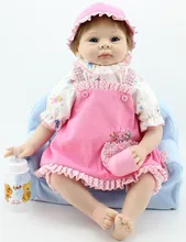 22″ Real Life Reborn Baby Soft Silicone Girl Alive Doll Pink Kits Handmade Kids Playhouse Toys Gifts Collection