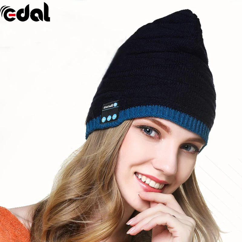 

EDAL Winter Bluetooth Cap USB Rechargeable Built-in Keep Warm Smart Bluetooth 4.1 Music Knitting Hat With Earphone