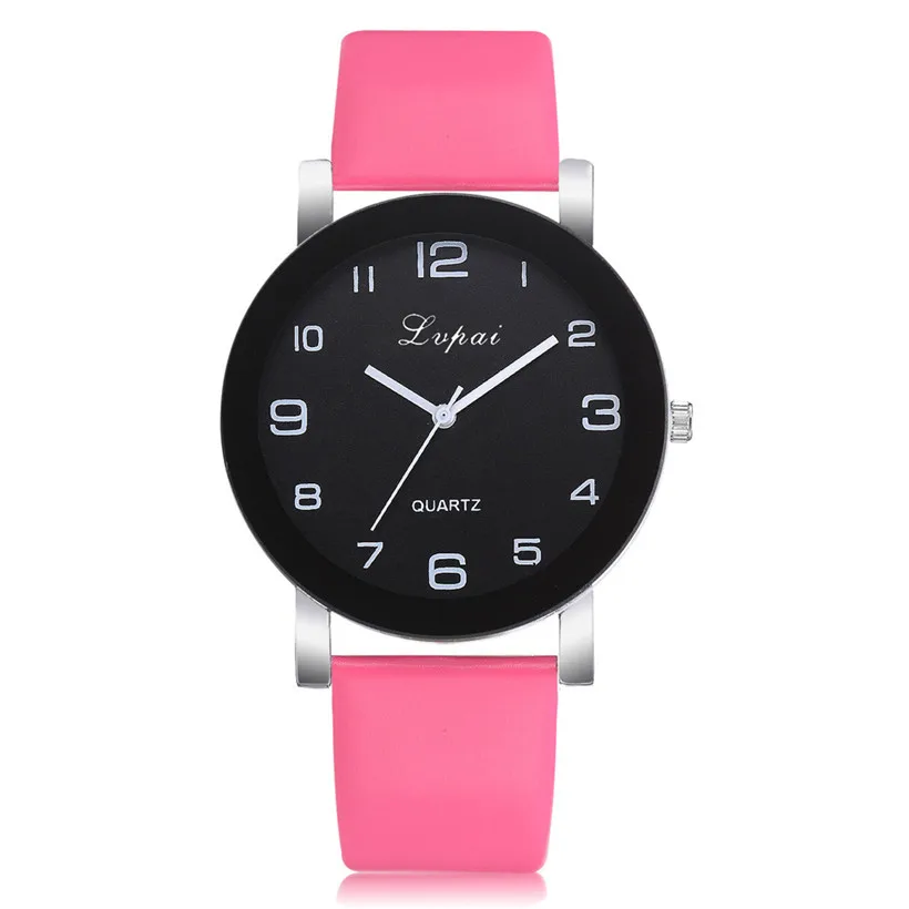 LVPAI женские часы модные роскошные женские кварцевые наручные часы Топ бренд кожаный ремешок часы женские часы Reloj - Цвет: Hot Pink