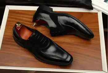 

Derby shoes men genuine leather formal business square toes lace up smart casual shoes patchwork nubuck classical oxfords