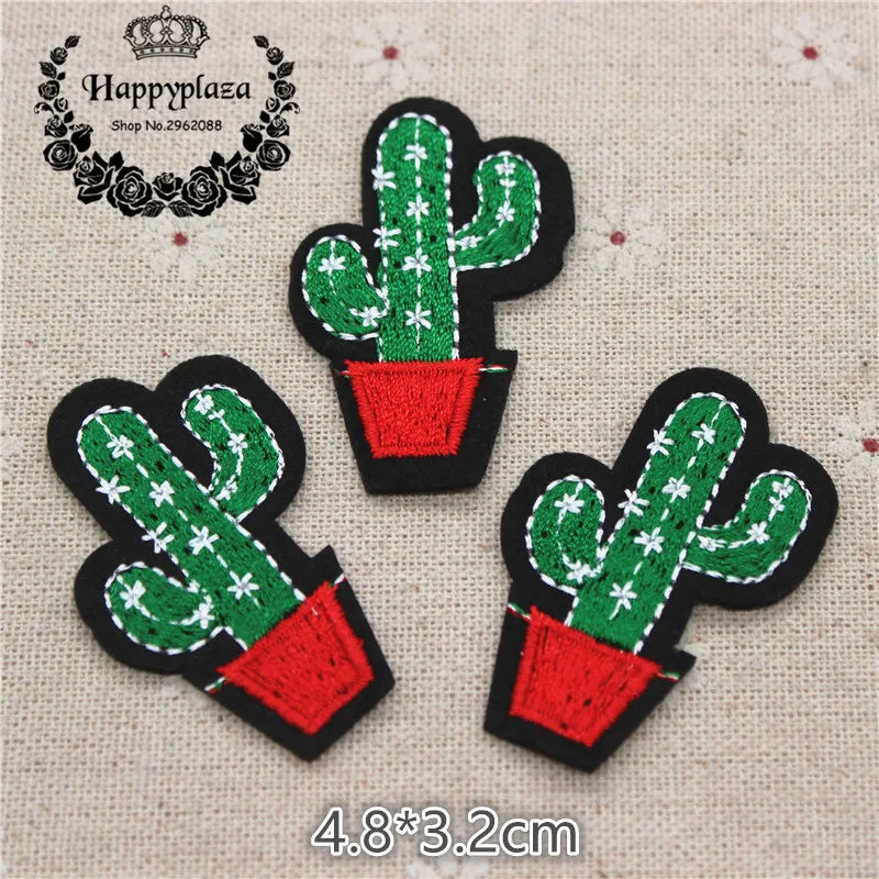 

10pcs Embroidered Cactus Potted Plant Patch for Clothing Applique Iron on Patches for Jeans DIY Accessories,4.8*3.2cm
