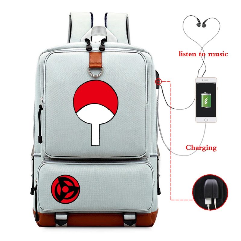 

NARUTO Backpacks Anime Laptop Bag USB Charging Backpack Unisex School Shoulder Bag Sac A Dos Travel Bagpack for College Bookbag