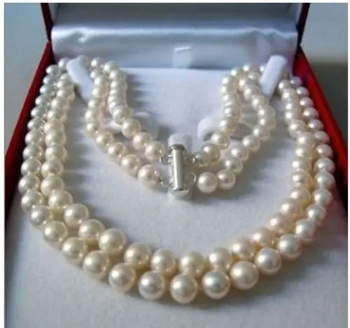 

Free shipping@@@@@ A> Beautiful 2 Rows 8-9 mm SALTWATER PEARL NECKLACE a