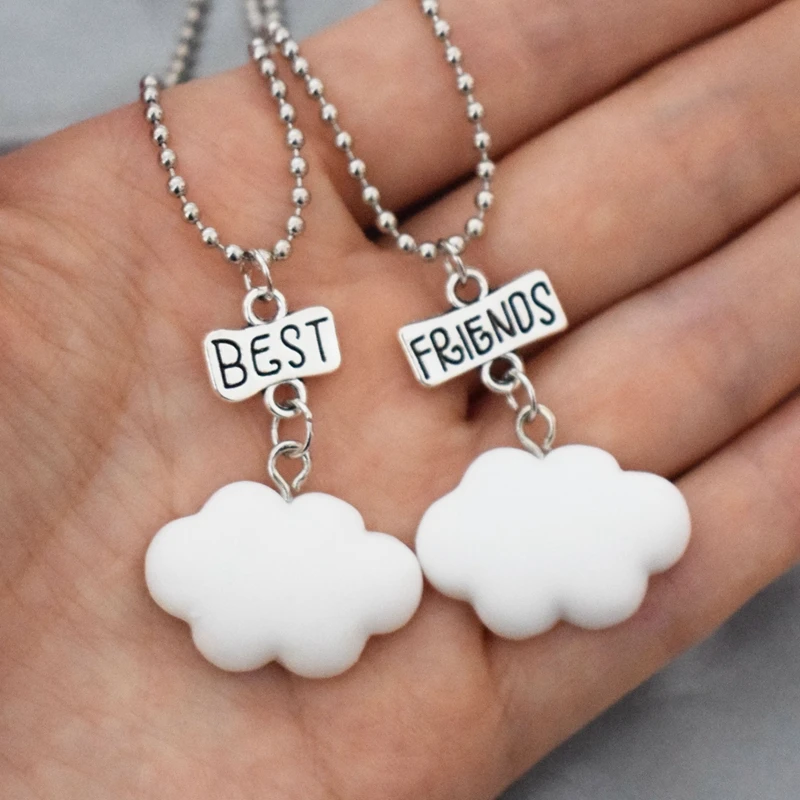 

Children Best Friend Necklace Simulation White Clouds Pendant Friendship BFF 2 Necklace Jewelry Gifts For Kids 2PCS/Set