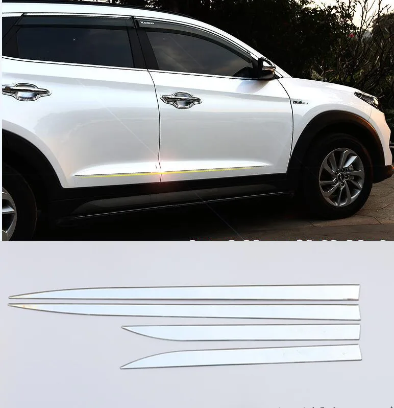 Для hyundai Tucson Высокое качество нержавеющая сталь кузова потертости полосы боковой двери Защитный Молдинг Накладка