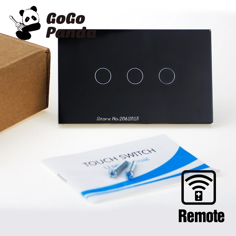 

US Standard 3 Gang 1 Way Remote Control Touch Switch Wall Light Controler Smart Home Automation Round Type