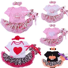 Комплекты одежды из 3 предметов для маленьких девочек Комбинезон с цветочным принтом для принцессы платье/костюм-комбинезон+ повязка на голову+ обувь Bebe костюмы для вечеринки в честь Дня Рождения