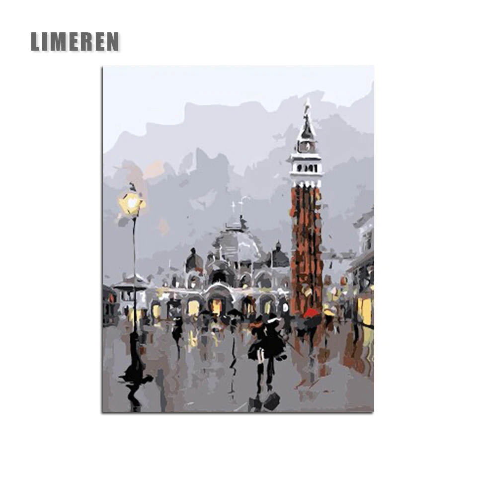 

Night Street Landscape DIY Coloring By Number On Canvas Oil Painting By Numbers For Unique Gift Modern Wall Art Picture