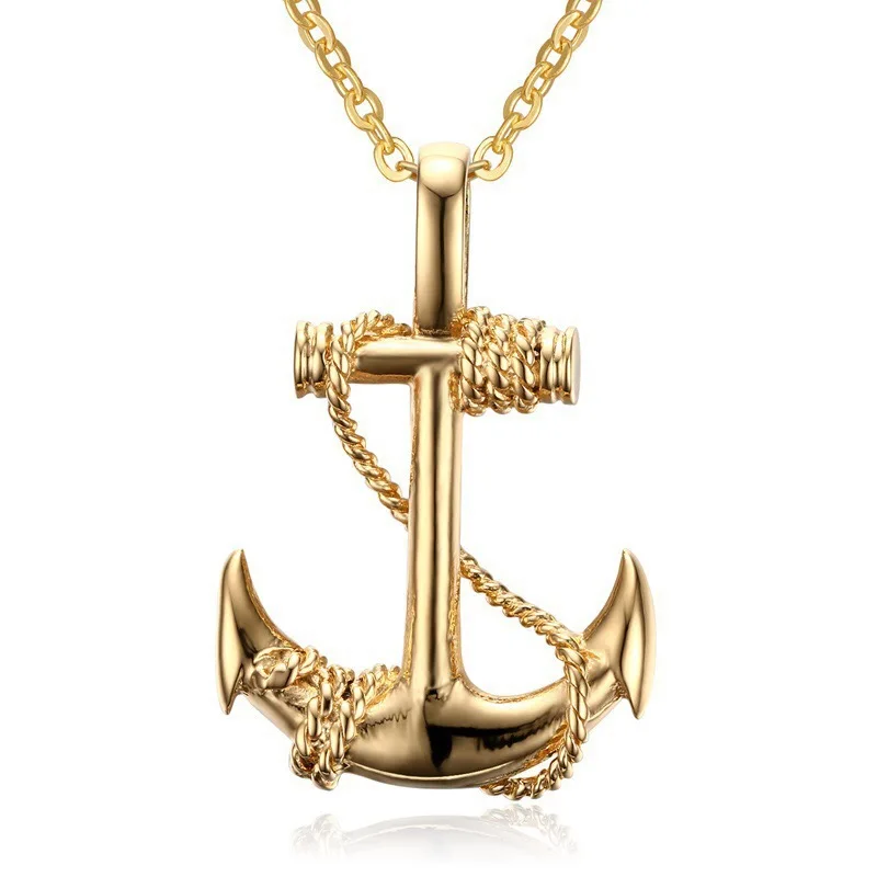 Новинка, винтажное мужское ожерелье с подвеской в виде якоря в виде пирата, персонализированное Золотое серебряное ожерелье с крючком, ювелирный подарок