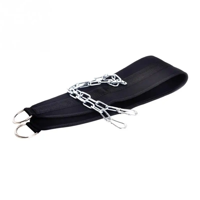 With Chain Exercise Training Gym Equipments Nylon Fitness Dip Belt Body Building Pull Up Weight Lifting Support Waist Strength