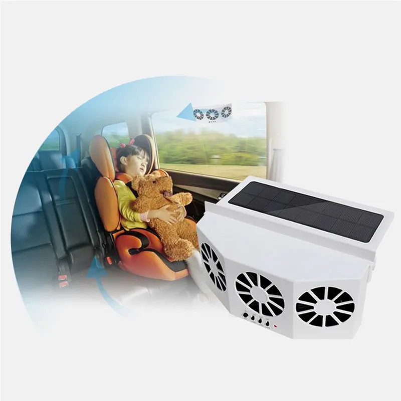 

Solar Powered Car Window Air Vent Ventilator With Three-headed Fan Clear The Car Smell Protect Electrical Appliances Y40