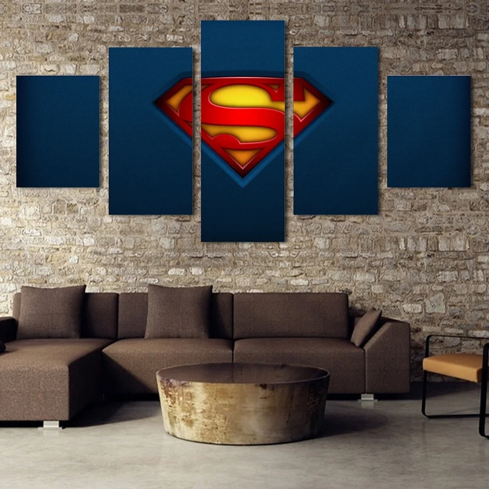 2017 New Style picture print painting Superman canvas wall art 5 panel