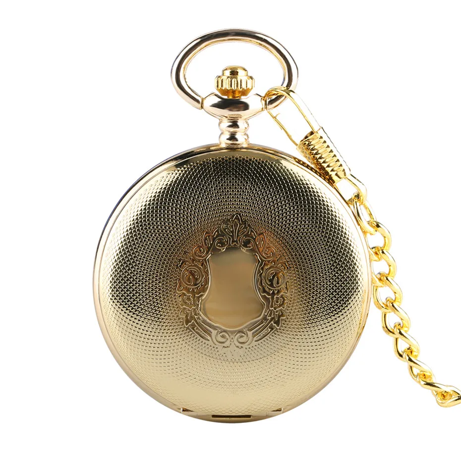 Golden Mechanical Pocket Watch Hand Winding Steampunk Cool Pendant Pocket Chain Clock for Men Women 3