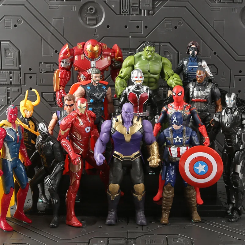 

Avengers 3 Infinity War Thanos Hulk Black Panther Iron Man Iron Spider Figure Spiderman Action Figure Toys For Children 16-18CM