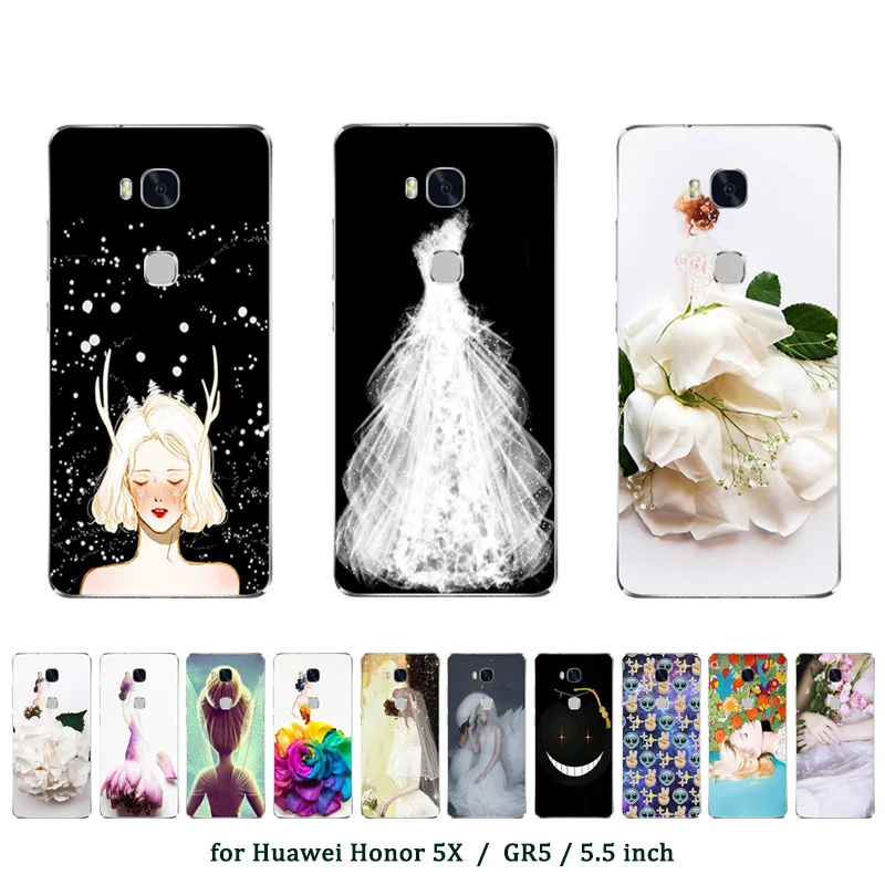 

For Huawei Honor 5X Case Fashion Transparent TPU For Honor 5X 5 X X5 GR5 Case Silicone Soft Marriage Printed Phone Back Cover