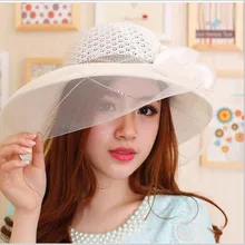 2017 New Church Kentucky Derby Boda Cocktail Party Dress Hat, las mujeres de Moda de Verano Sombreros, de ala ancha Sombreros Para el Sol Blanco
