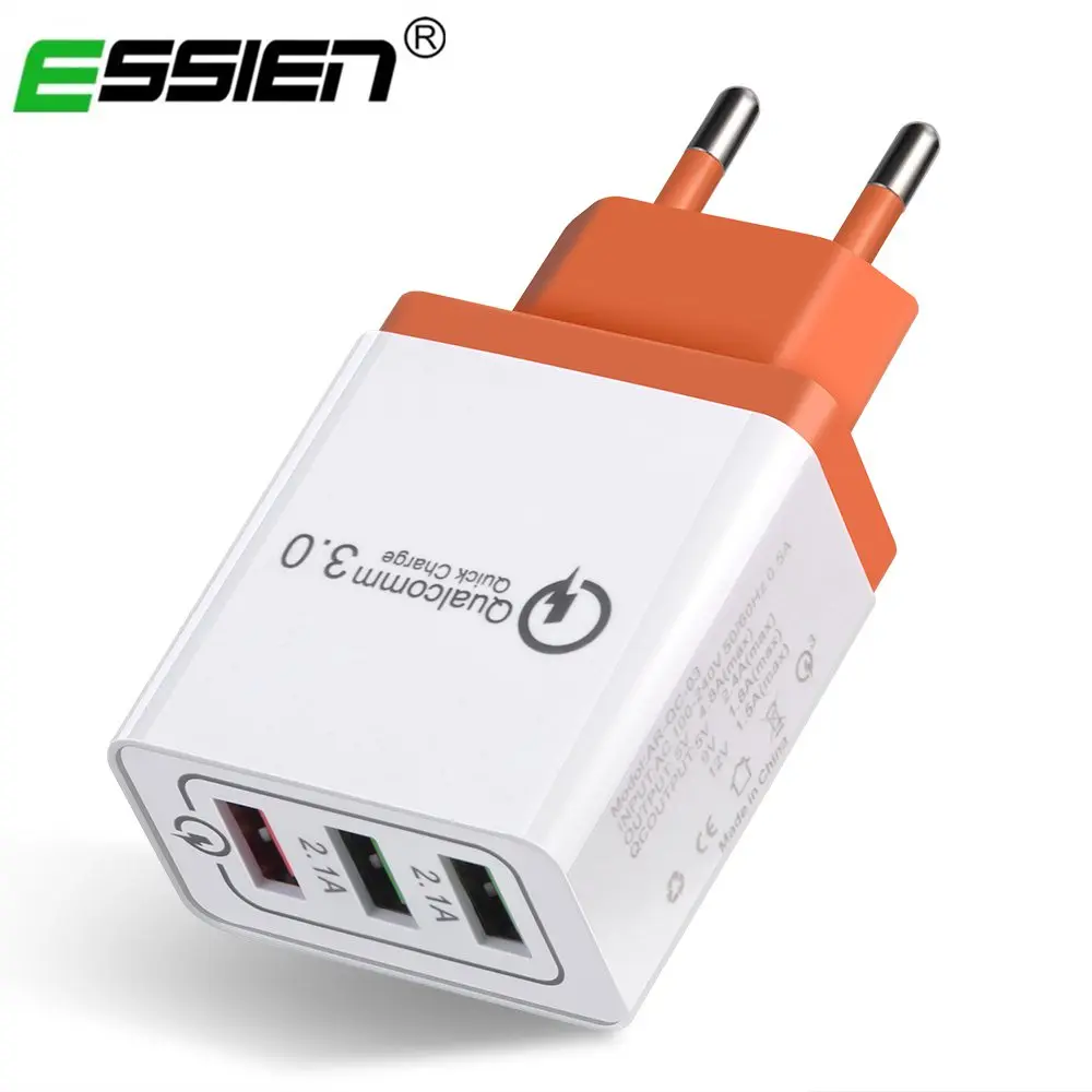 

Essien 3 ports 5V/2.4A Universal EU/US Plug Fast Charger USB Charger Wall Adapter QC 3.0 for iphone Samsung for Xiaomi Huawei