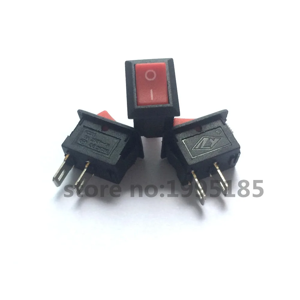 

New 5pcs 15MM*10MM Red Push Button Mini Switch 3A 250V KCD1 2Pin Snap-in On/Off Rocker Switch