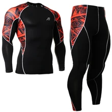 High Quality Running Set spring Gym Training Basketball sets Fitness Clothes Men Track Running Shirt + Compression tights