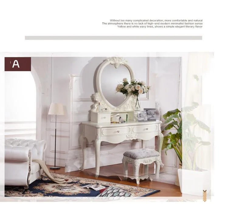 White European Mirror Table Dresser French Bedroom Furniture O1187