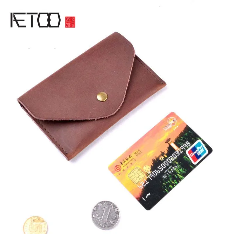 Кошелек AETOO crazy horse из спилка удобный карман для банковских карт тонкий кошелек