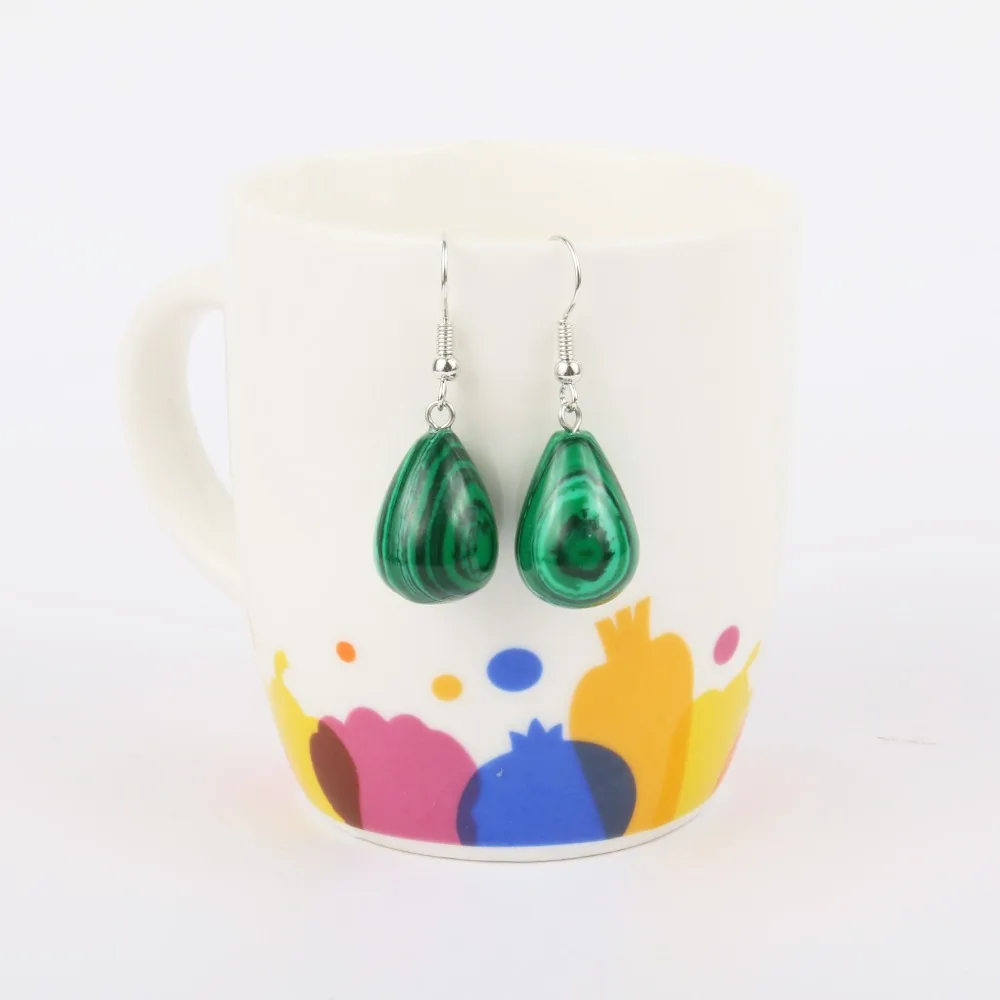 

New hot wholesale jewelry ladies handmade natural stone drop-shaped earrings quartz tiger eye rose stone 20 color natural stone