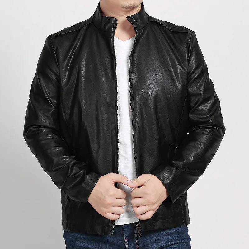 

2018 Autumn and Winter clothing New Men's Large size collar sheep Leather jacket Men's Motorcycle Casual PU jacket