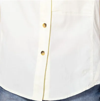 Camisa Feminina, блузка, женские рубашки, рубашка с коротким рукавом, летняя, Студенческая, профессиональная, женская, с коротким рукавом, из окрашенной пряжи - Цвет: OFF white 1008