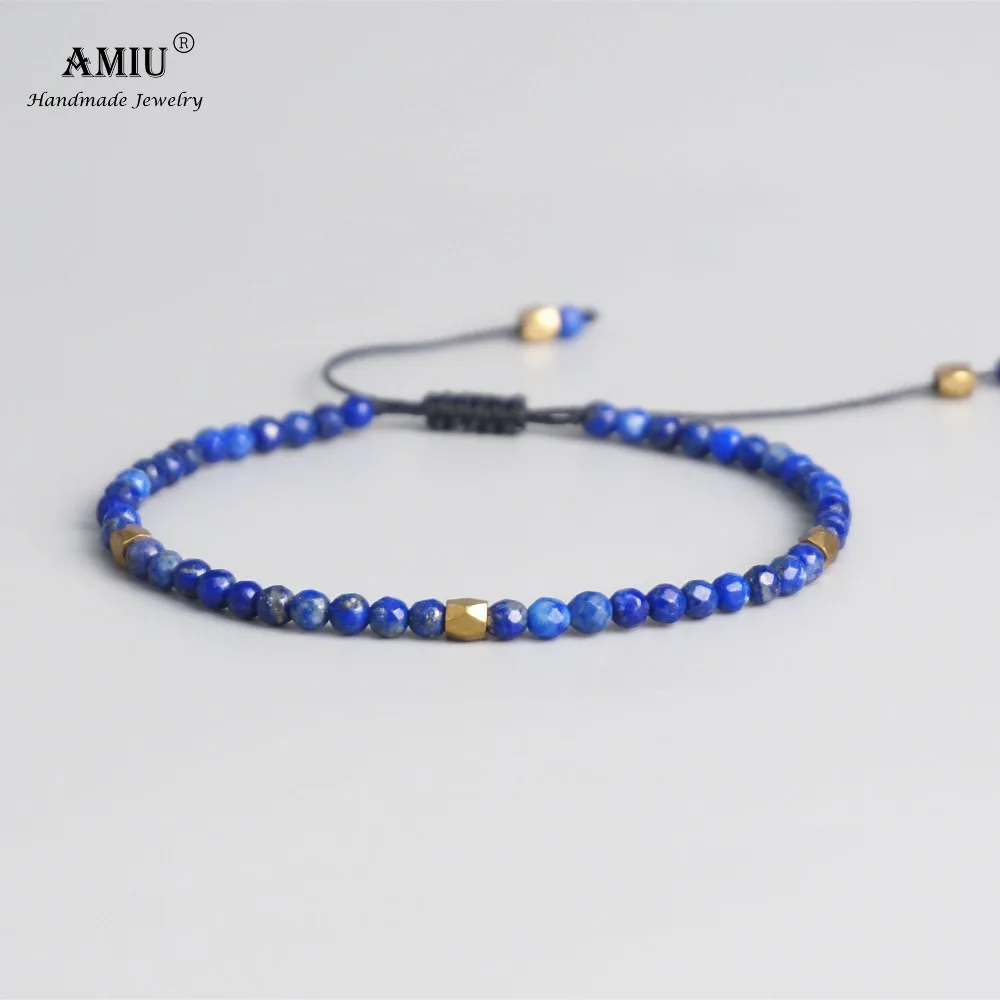 AMIU 3 мм бусины из натурального лаписа Тибетский камень стрейч браслет для мужчин и женщин Йога чакра хрустальные бусины браслеты