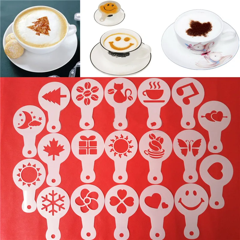 16X Kaffee DIY Kunst Stift Nadel Kaffee Latte Barista Vorlage Schablonen Form