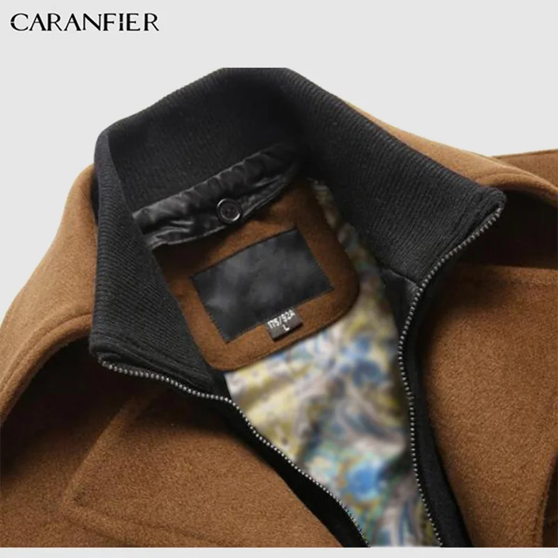 CARANFIER осенне зимние мужские куртки повседневные Бархатные Утепленные длинные