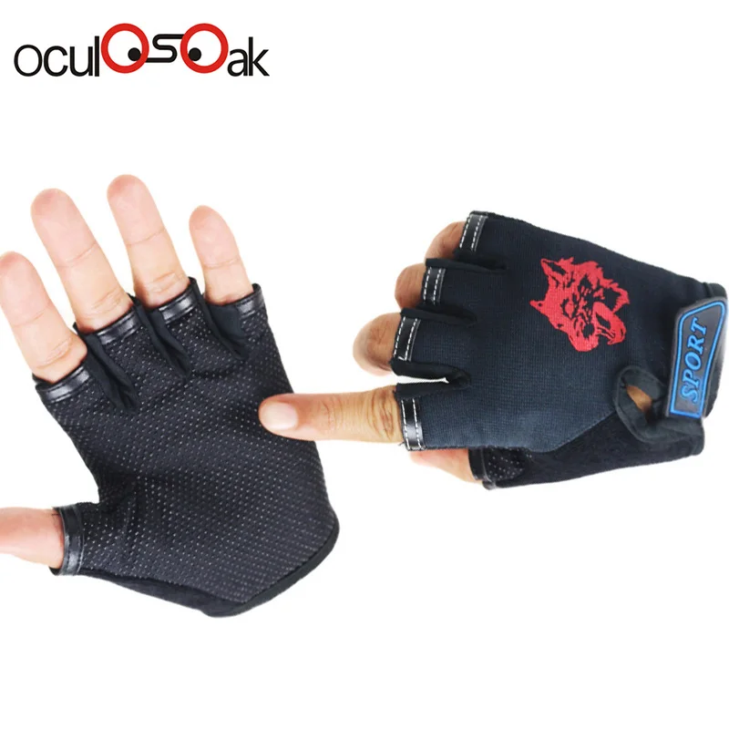 

2019 New Sport Gloves for Kids Semi-finger Wolf Print Children Mittens Anti-slip Boys Girl Fingerless Gloves 5-13 Years