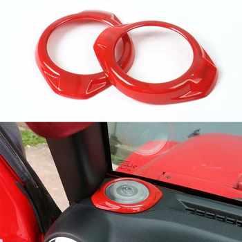 

2 Pcs/Set Red A Pillar Front Door Speaker Loudspeakers Trim Cover Ring Sticker Fit For Jeep Wrangler 2/4 Doors 2015-2016