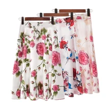 Летние женские юбки из шифона с цветочным принтом, эластичная Повседневная Женская юбка, винтажная элегантная облегающая юбка миди с цветочным принтом