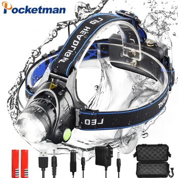 

8000lumen Led Headlamp L2/T6 Zoomable Headlight Head Torch Flashlight Head lamp by 18650 battery for Fishing Hunting z35