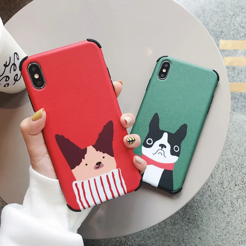 GYPHCA Fashion Anti-knock Cartoon DOG Phone case For iphone 6 7 8 Plus X XS XR MAX Cute Fitted Case IMD TPU Soft Back Cover |
