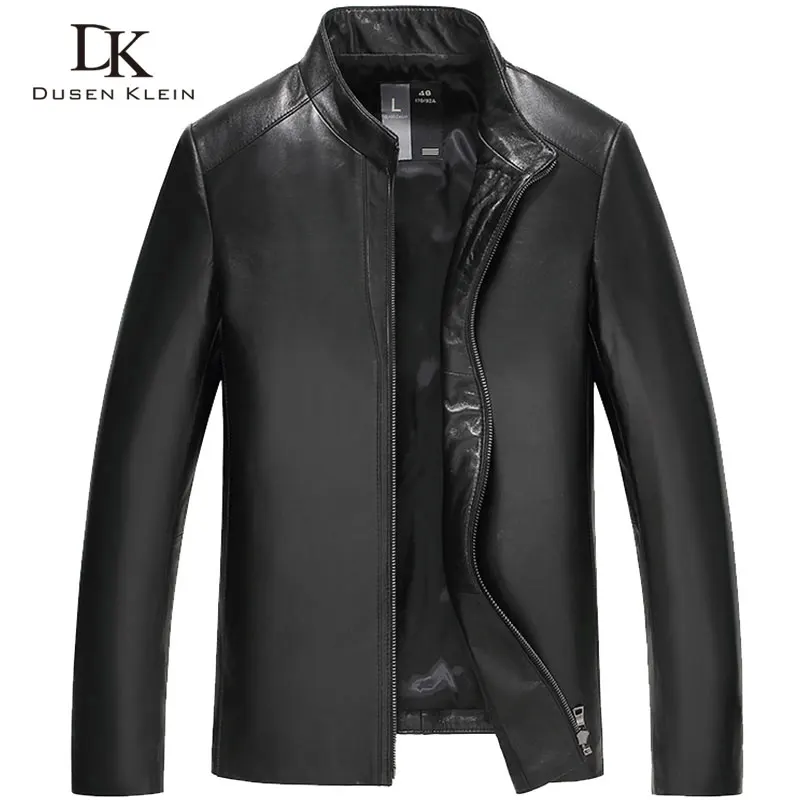 

Mens sheepskin coats Dusen Klein 2017 Business style Designer Autumn Spring Leather Clothing Black/red wine/Champagne 16H9902