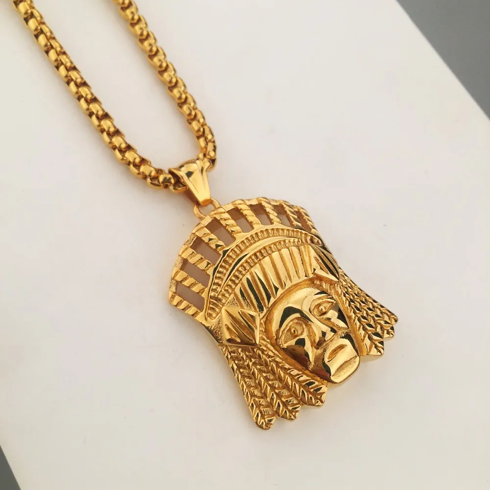Dope Indian Chief Pendant Necklace 