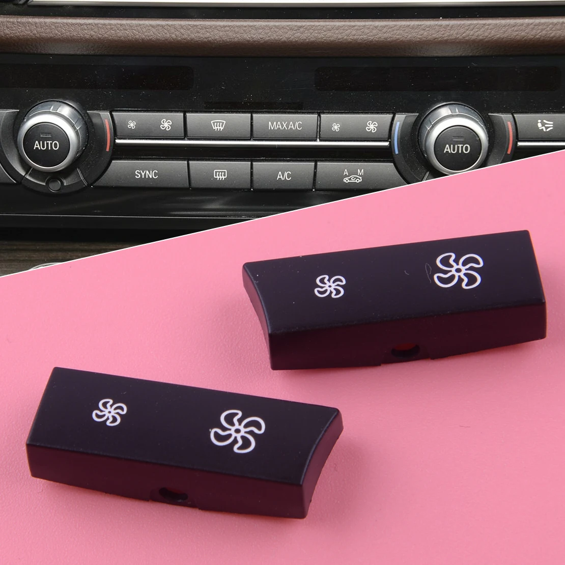 

DWCX 2Pcs Car A/C Climate Control Panel "FAN SPEED" Switch Button Cover for BMW 5 Series F10 F11 2010 - 2013 2014 2015 2016